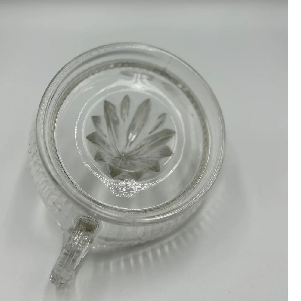 Vintage Clear Ribbed Glass Citrus Juicer Reamer with Handle and Spout